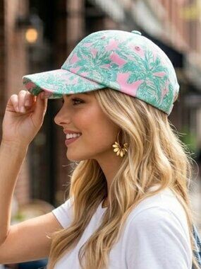 NWOT Lilly Pulitzer Run Around Hat Baseball Cap Mandevilla Pink Sands Paradise